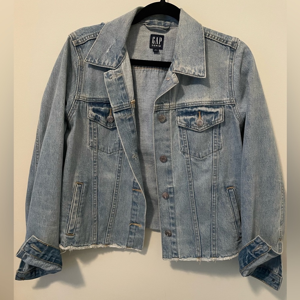 GAP Light Blue Distressed Denim Jacket